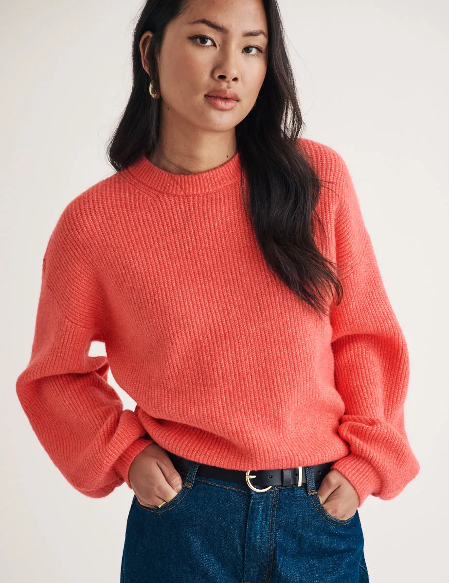 Pink Puff Sleeve Wool Blend Knitted Jumper sold by Nobody's Child