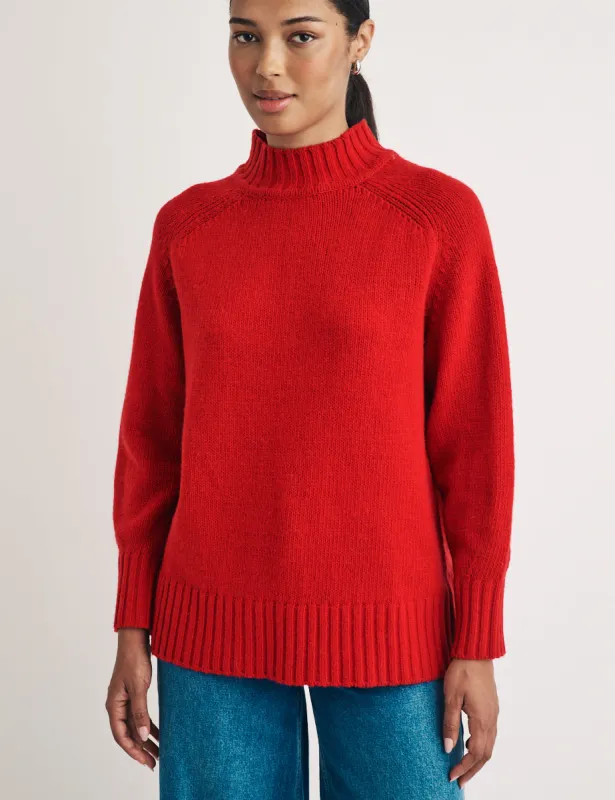 Red Funnel Neck Wool Knitted Jumper sold by Nobody's Child