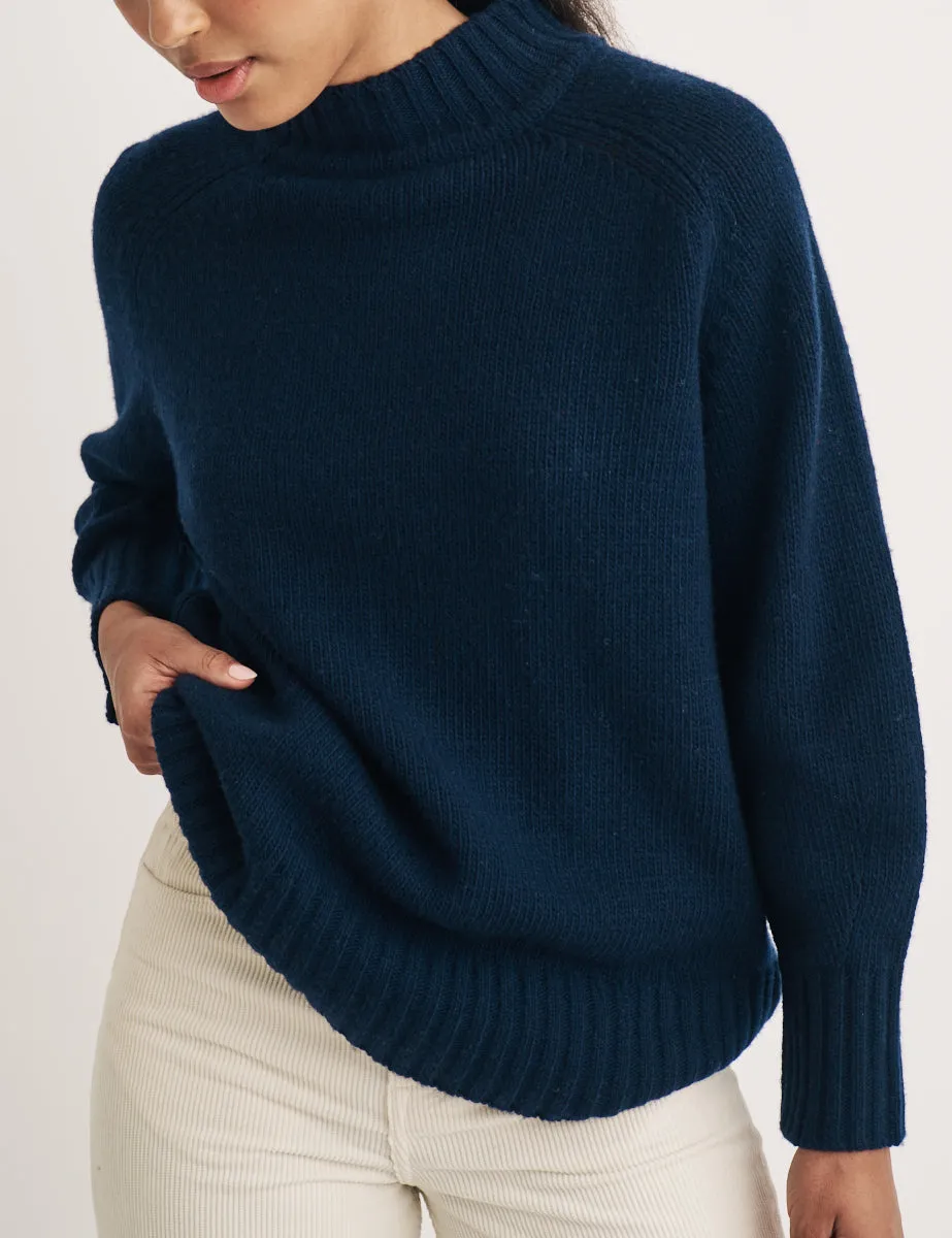 Navy Funnel Neck Wool Knitted Jumper sold by Nobody's Child product image thumbnail 3