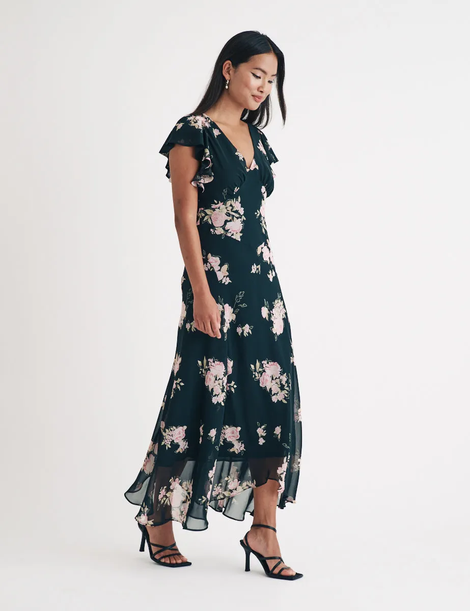 Black Floral Saoirse Midi Dress sold by Nobody's Child product image thumbnail 4