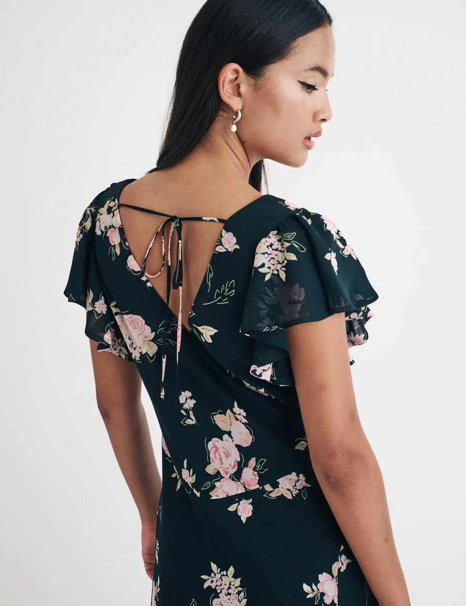 Black Floral Saoirse Midi Dress sold by Nobody's Child product image thumbnail 5