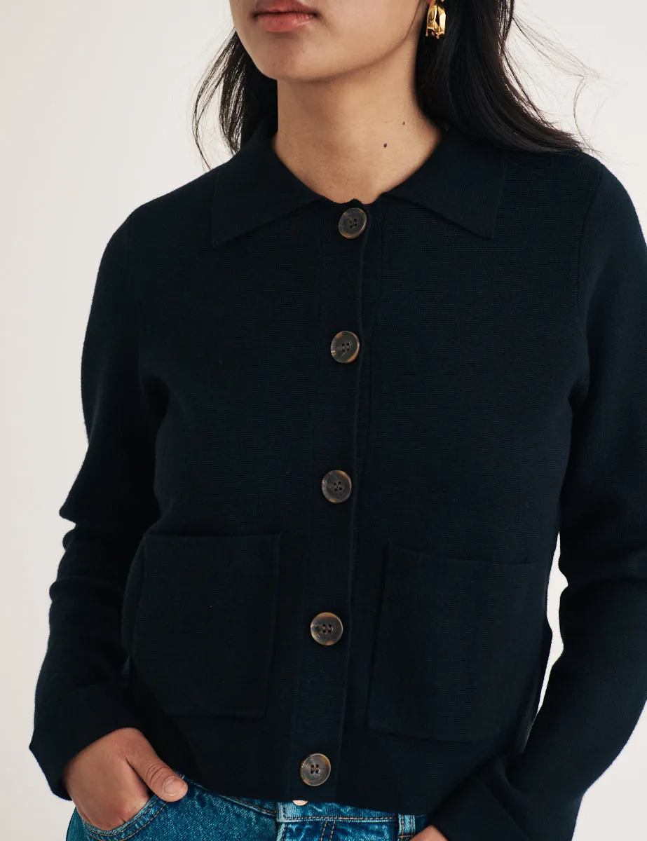 Black Button Through Collared Cardigan sold by Nobody's Child product image thumbnail 5