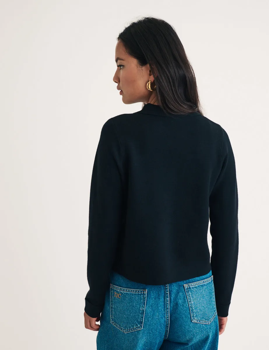 Black Button Through Collared Cardigan sold by Nobody's Child product image thumbnail 4