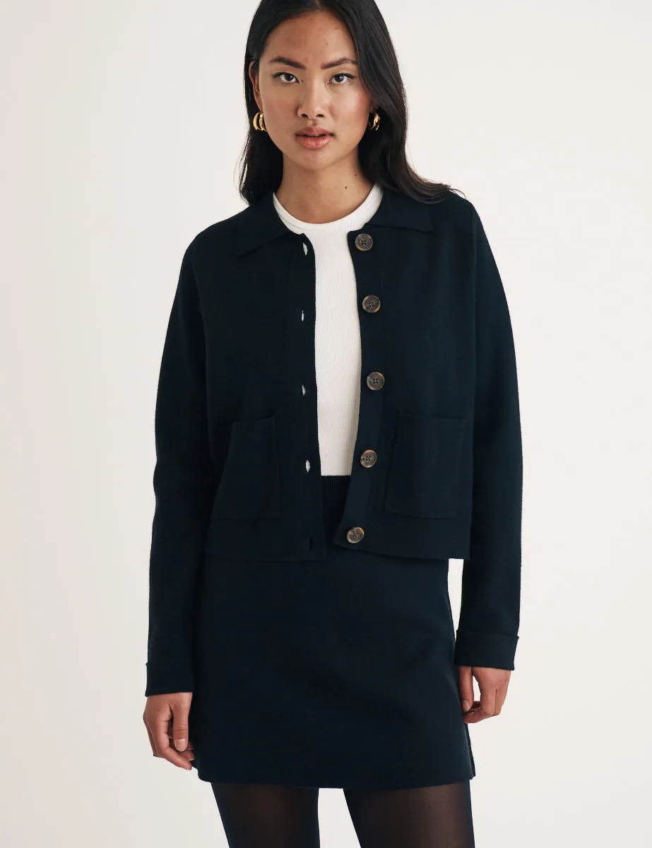 Black Button Through Collared Cardigan sold by Nobody's Child product image thumbnail 2