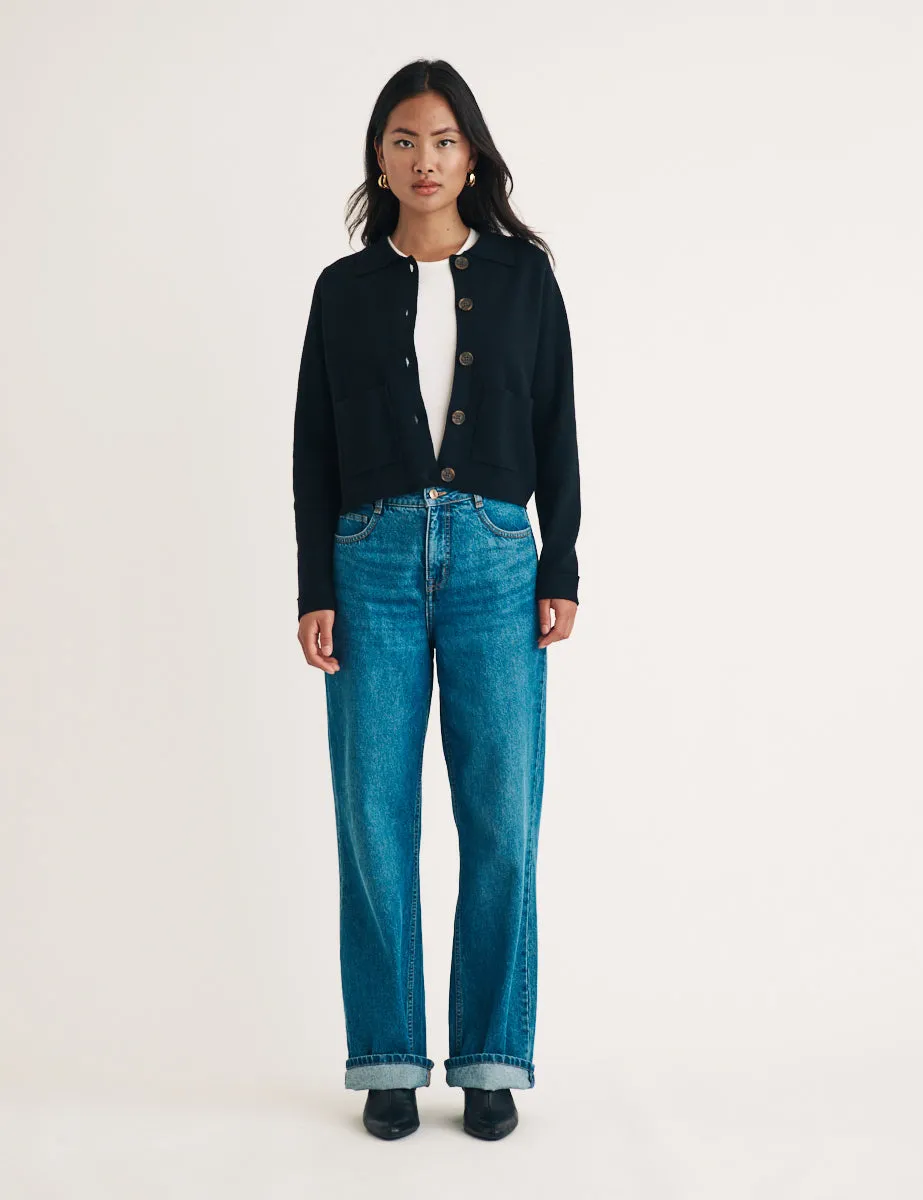 Black Button Through Collared Cardigan sold by Nobody's Child product image thumbnail 3