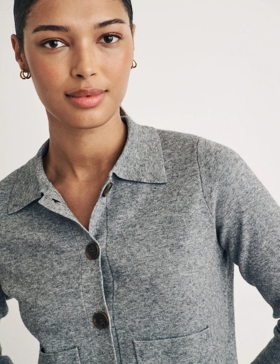 Grey Button Through Collared Cardigan sold by Nobody's Child product image thumbnail 2