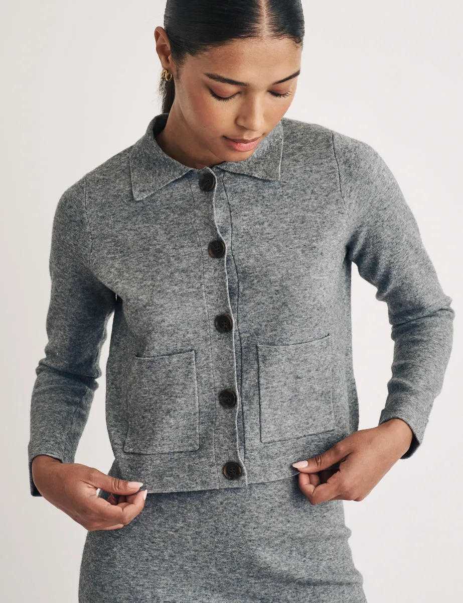 Grey Button Through Collared Cardigan sold by Nobody's Child product image thumbnail 3