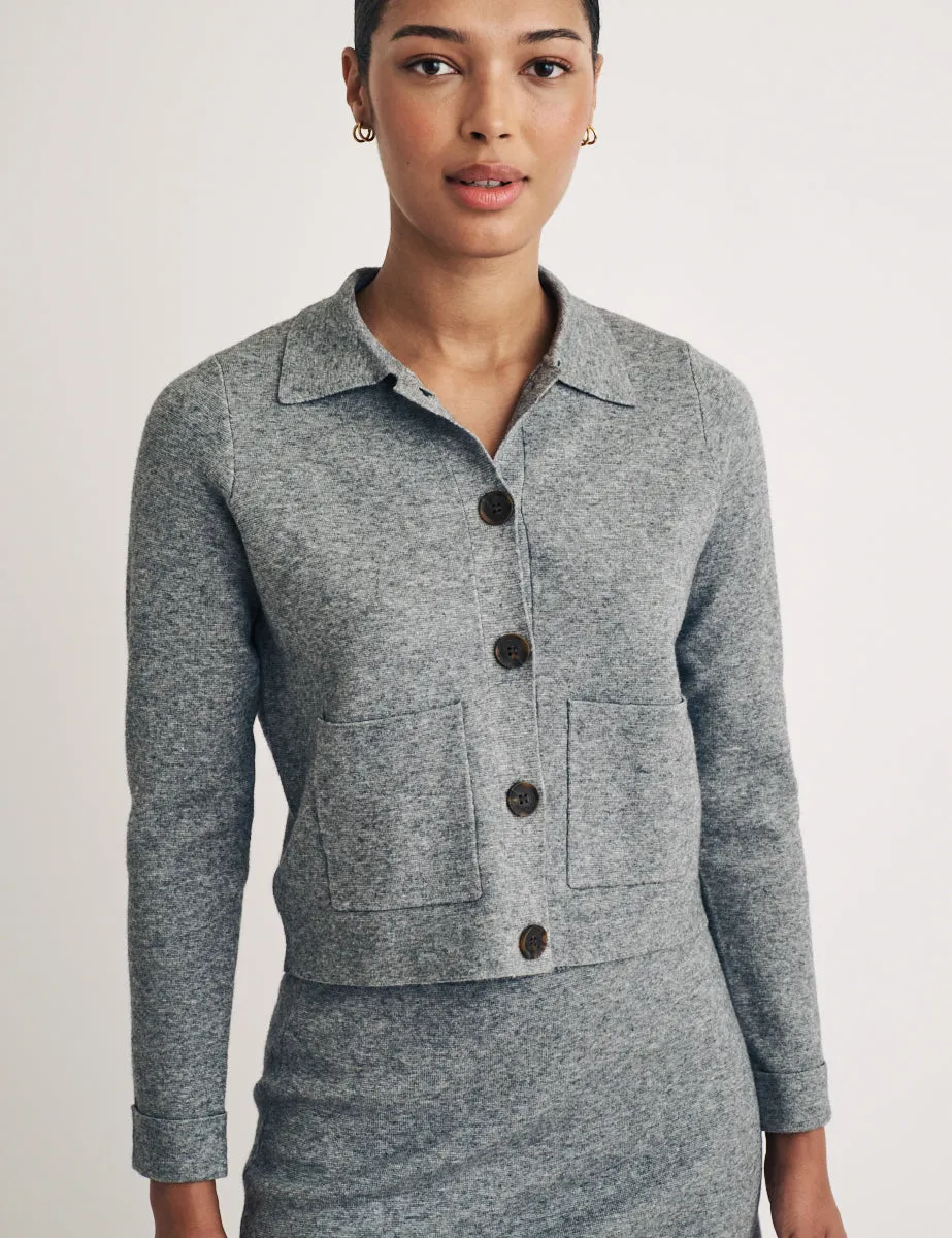 Grey Button Through Collared Cardigan sold by Nobody's Child