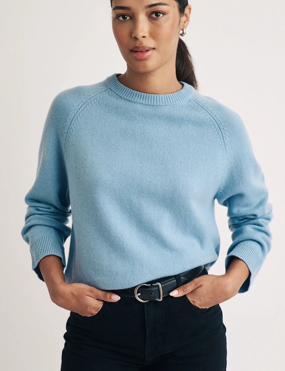 Blue Crew Neck Wool Jumper sold by Nobody's Child product image thumbnail 4