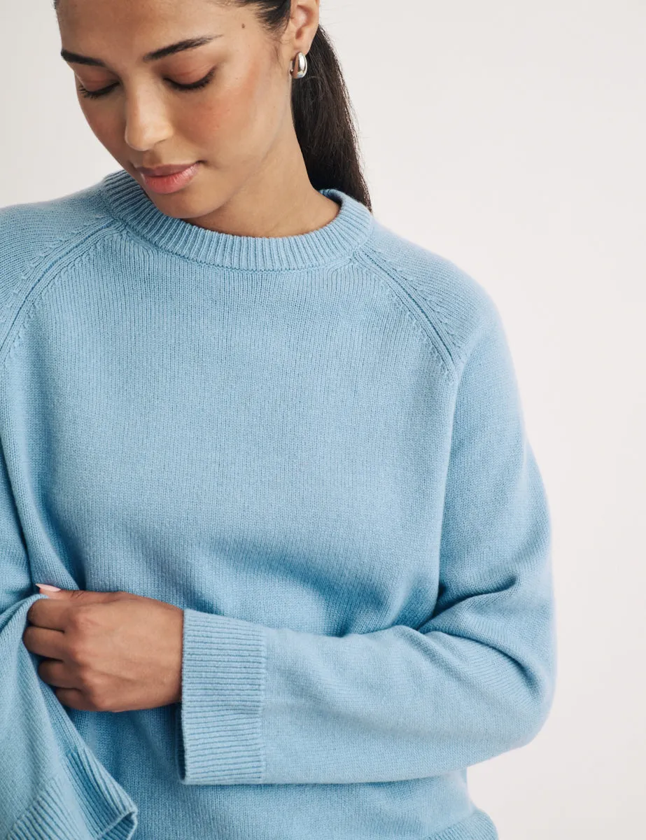 Blue Crew Neck Wool Jumper sold by Nobody's Child product image thumbnail 3