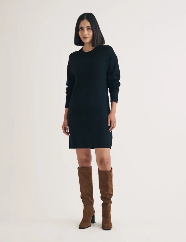 Black Knitted Mini Jumper Dress sold by Nobody's Child