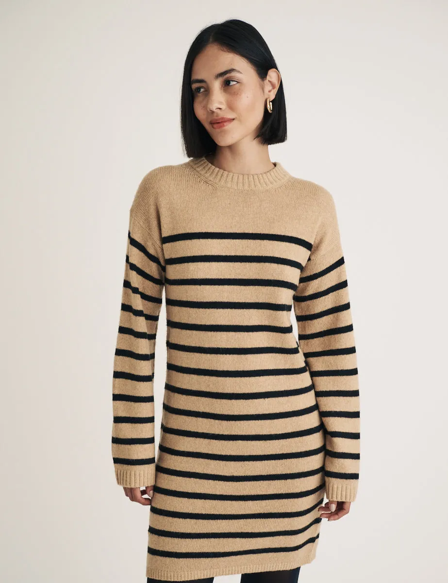 Beige Striped Knitted Mini Jumper Dress sold by Nobody's Child product image thumbnail 3