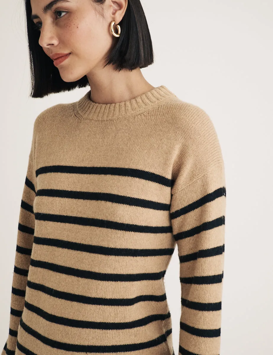 Beige Striped Knitted Mini Jumper Dress sold by Nobody's Child product image thumbnail 2