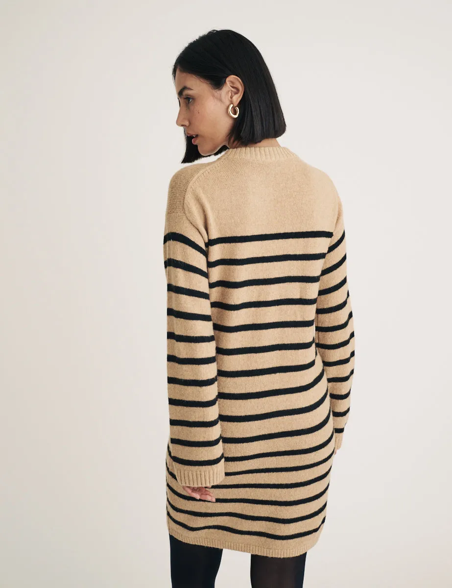 Beige Striped Knitted Mini Jumper Dress sold by Nobody's Child product image thumbnail 4