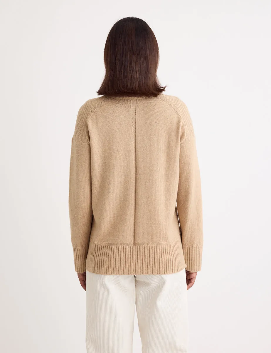 Beige Funnel Neck Longline Knitted Jumper sold by Nobody's Child product image thumbnail 4