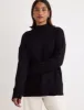 Black Knitted Funnel Neck Longline Jumper sold by Nobody's Child