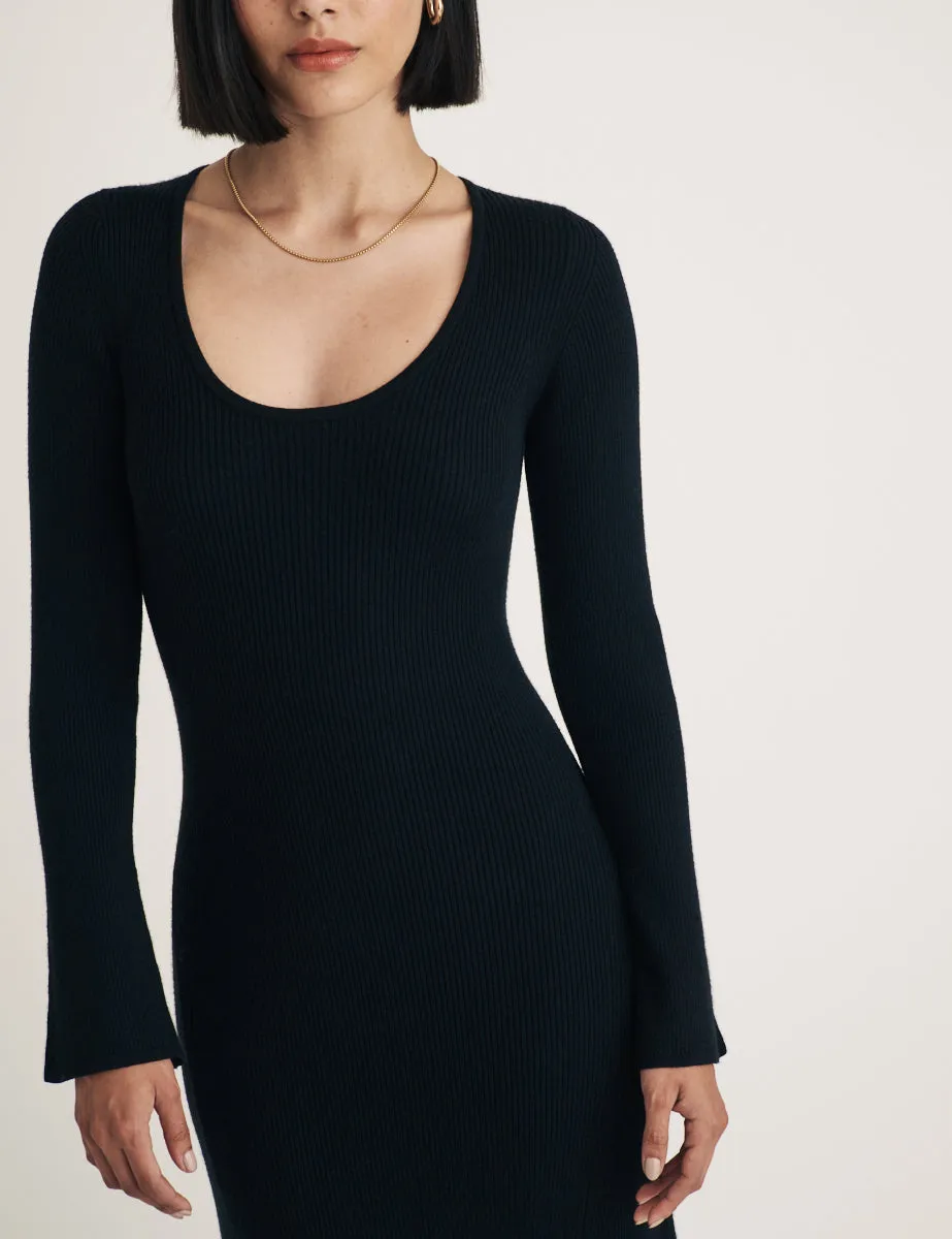 Black Knitted Scoop Neck Midi Dress sold by Nobody's Child product image thumbnail 2