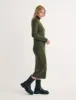 Khaki Knitted Roll Neck Wool Blend Midi Jumper Dress sold by Nobody's Child