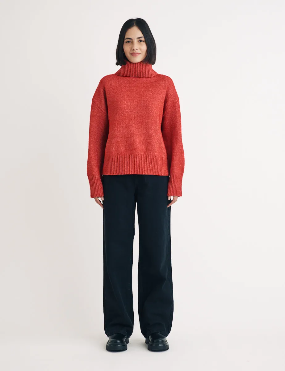 Red Roll Neck Knitted Jumper sold by Nobody's Child product image thumbnail 5