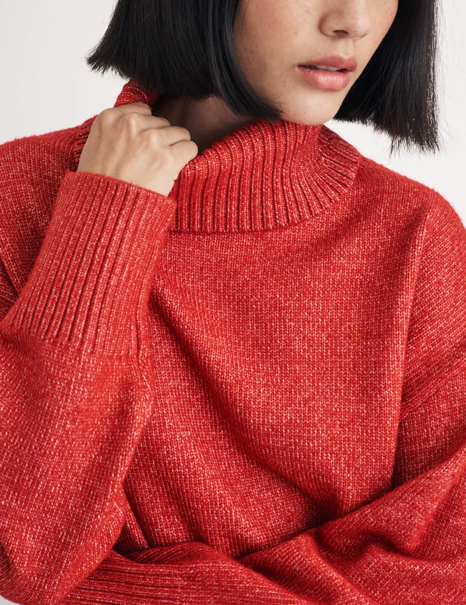 Red Roll Neck Knitted Jumper sold by Nobody's Child product image thumbnail 2