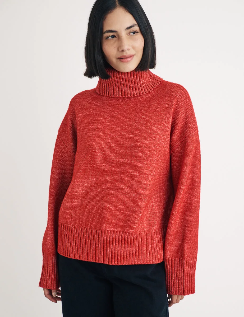 Red Roll Neck Knitted Jumper sold by Nobody's Child product image thumbnail 3