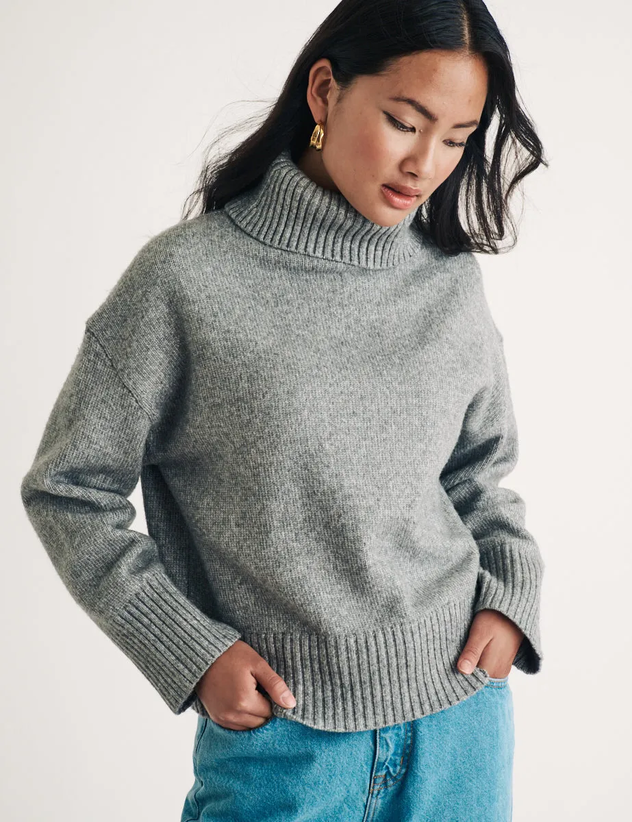 Grey Knitted Roll Neck Jumper sold by Nobody's Child product image thumbnail 3