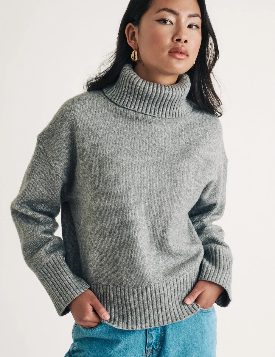 Grey Knitted Roll Neck Jumper sold by Nobody's Child
