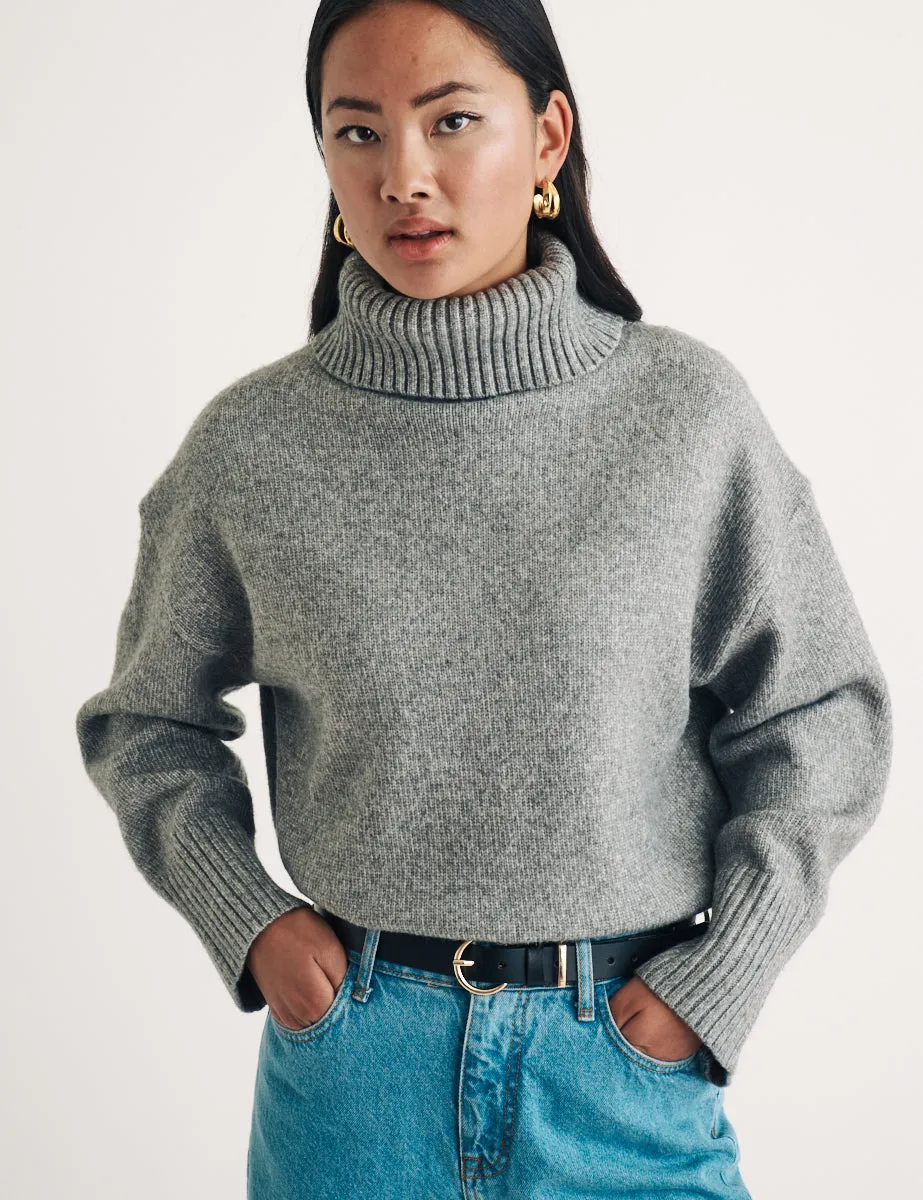 Grey Knitted Roll Neck Jumper sold by Nobody's Child product image thumbnail 4