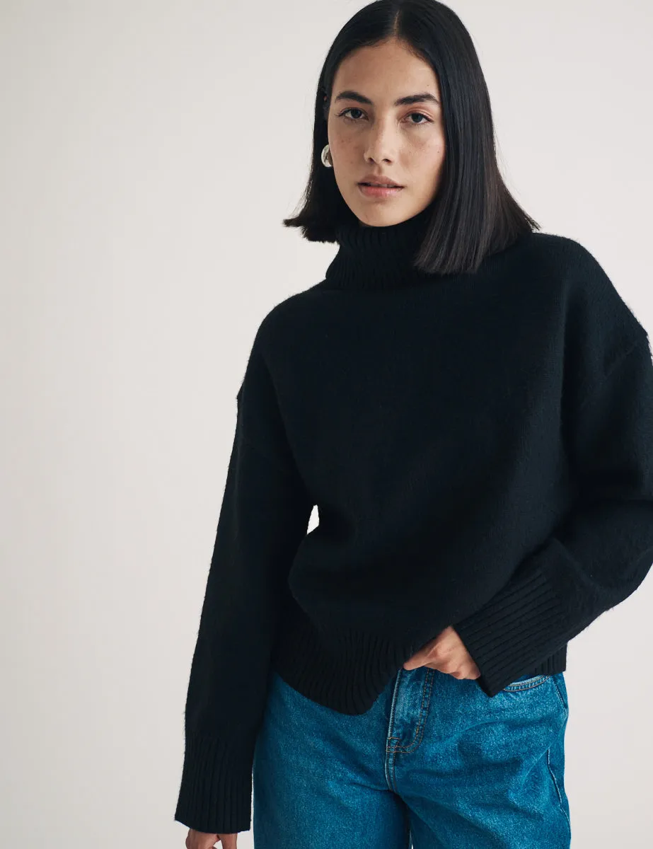 Black Knitted Roll Neck Jumper sold by Nobody's Child product image thumbnail 4