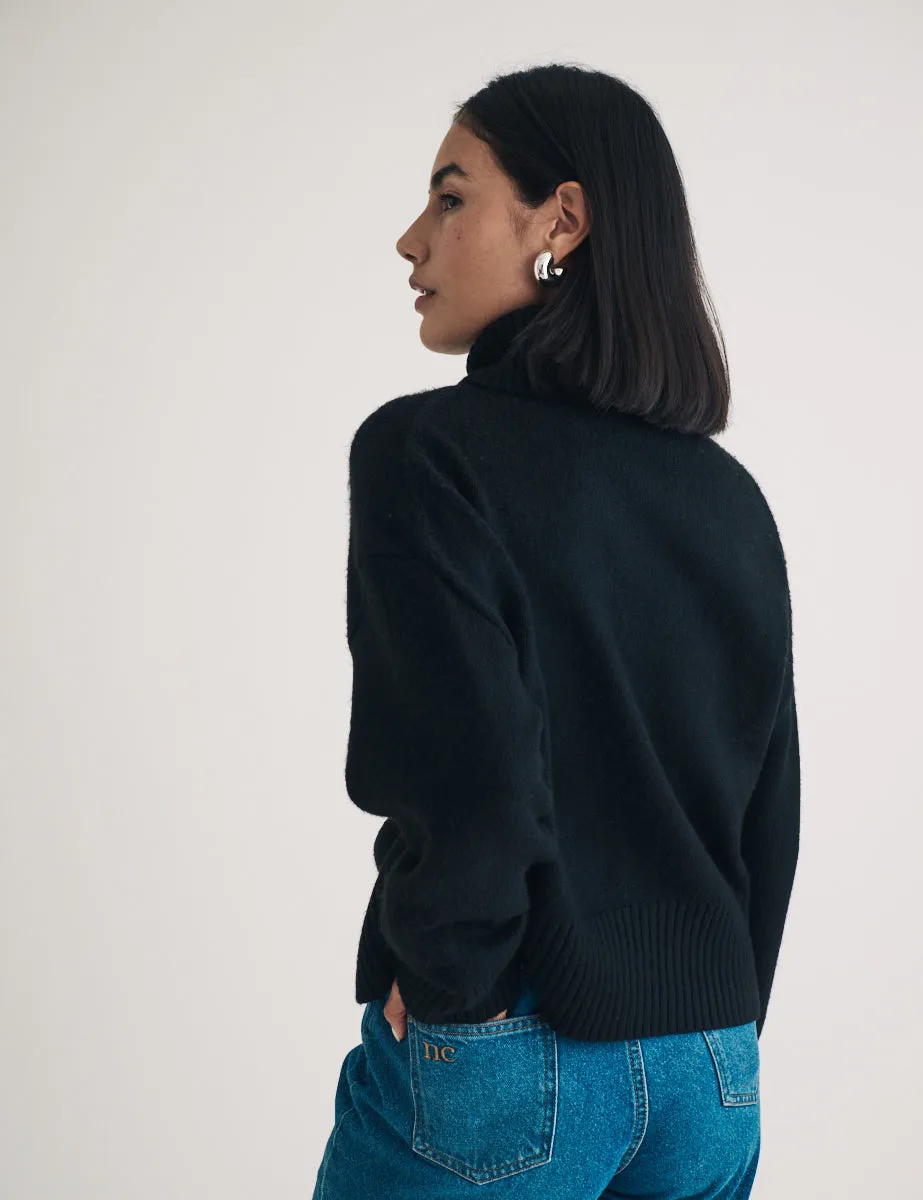 Black Knitted Roll Neck Jumper sold by Nobody's Child product image thumbnail 5