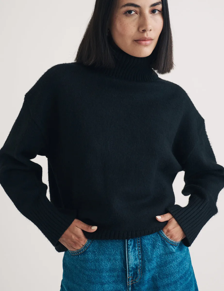 Black Knitted Roll Neck Jumper sold by Nobody's Child product image thumbnail 3