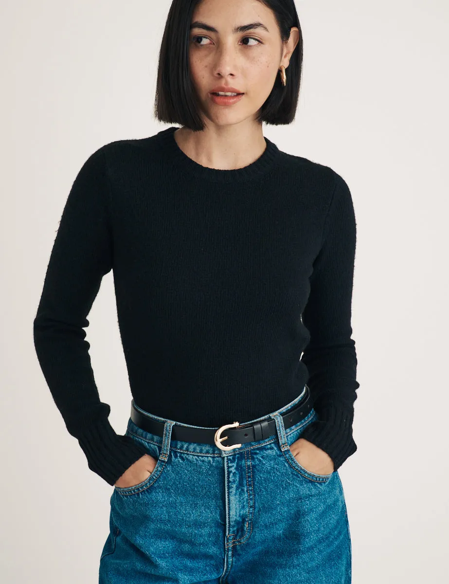 Black Knitted Crew Neck Jumper sold by Nobody's Child product image thumbnail 3