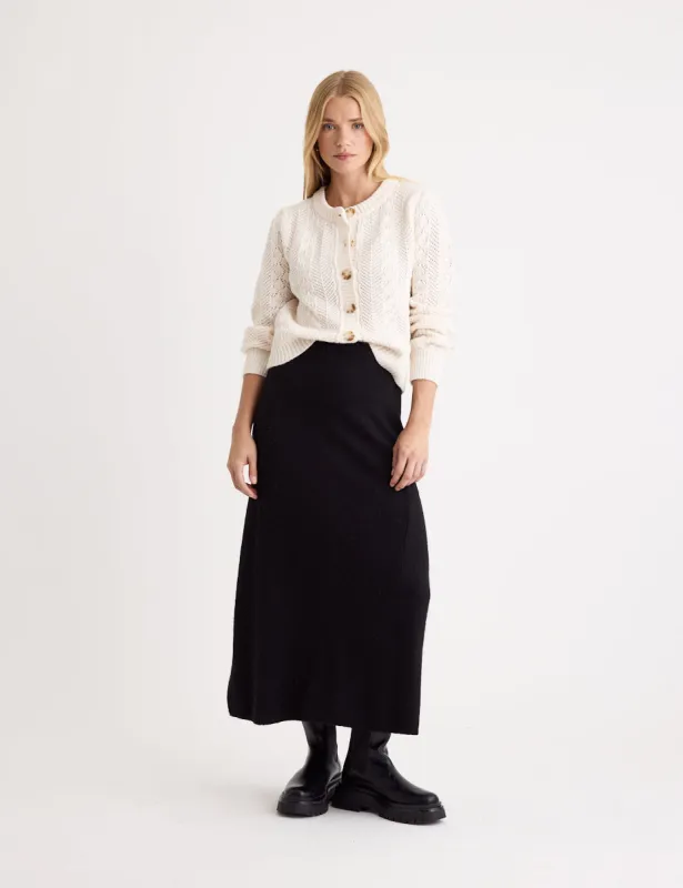 Black Knitted Midi Skirt sold by Nobody's Child