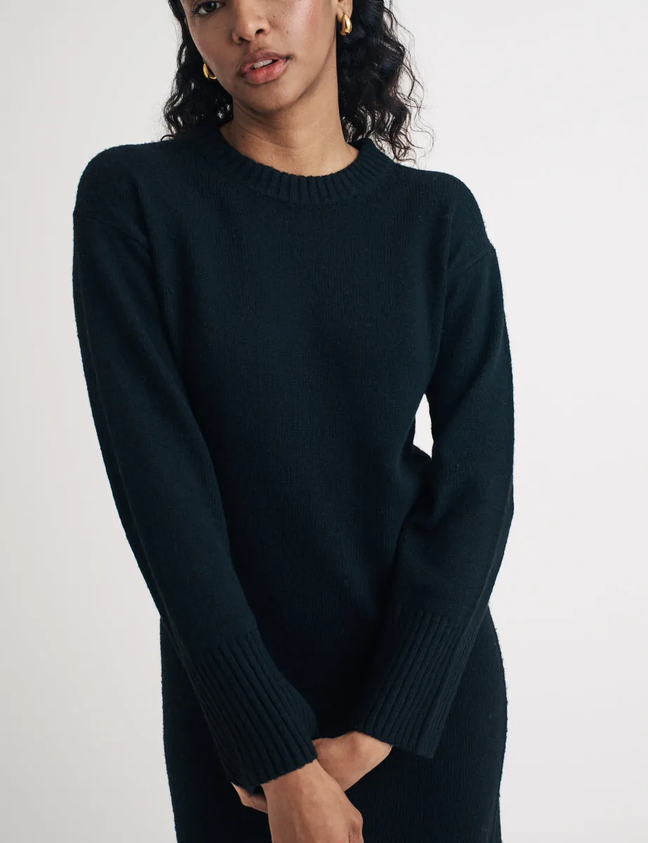 Black Crew Neck Knitted Midi Jumper Dress sold by Nobody's Child product image thumbnail 2