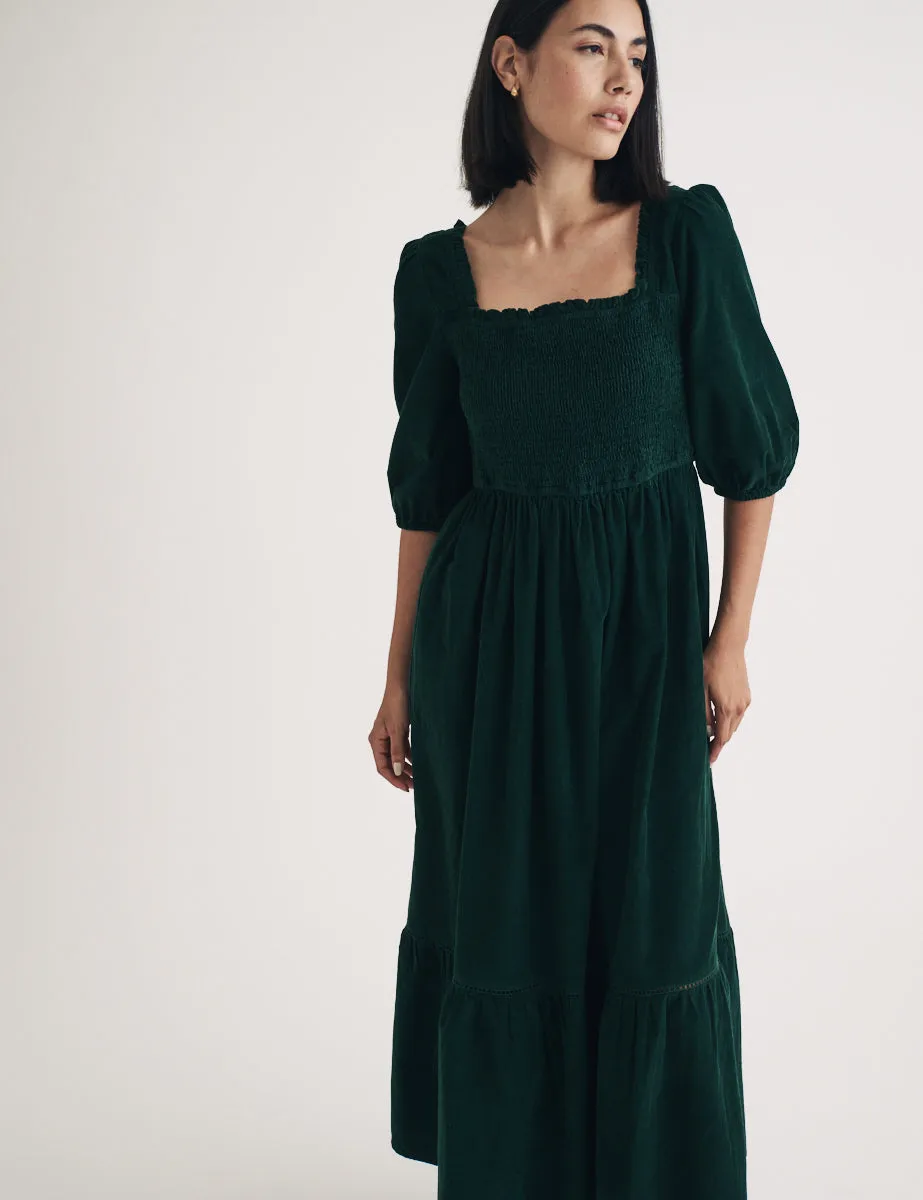 Dark Green Cord Elsa Midi Dress sold by Nobody's Child product image thumbnail 4