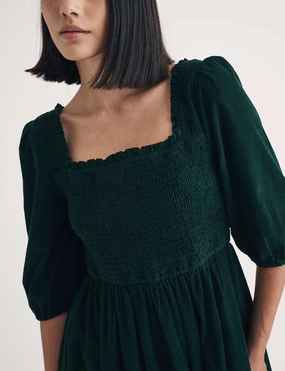 Dark Green Cord Elsa Midi Dress sold by Nobody's Child product image thumbnail 2