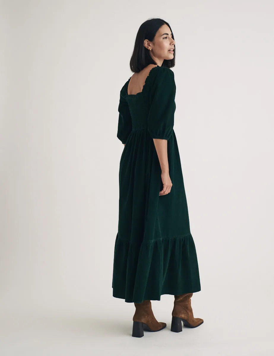 Dark Green Cord Elsa Midi Dress sold by Nobody's Child product image thumbnail 5