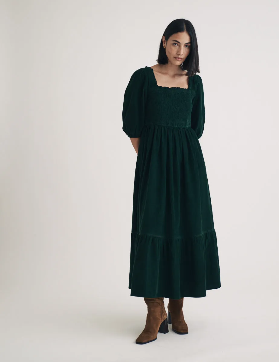 Dark Green Cord Elsa Midi Dress sold by Nobody's Child product image thumbnail 3