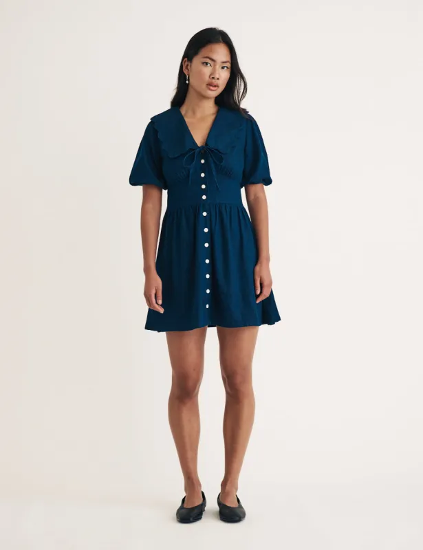 Dark Wash Denim Birdie Mini Dress sold by Nobody's Child