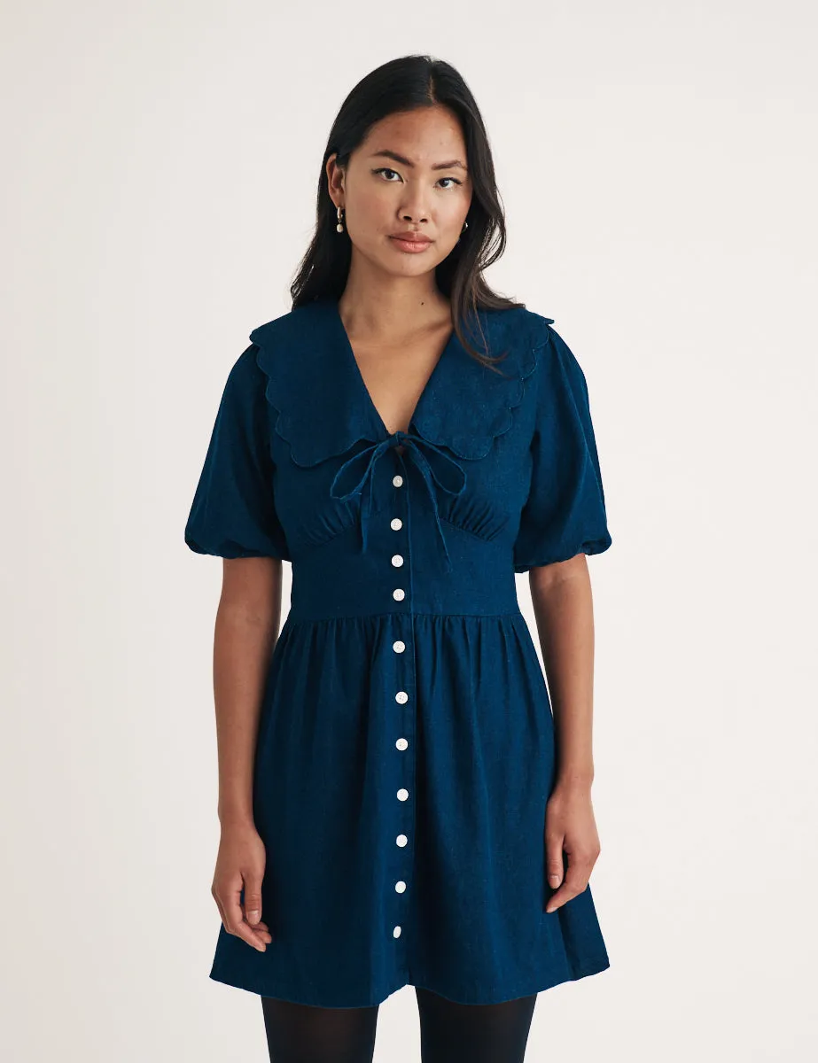 Dark Wash Denim Birdie Mini Dress sold by Nobody's Child product image thumbnail 3