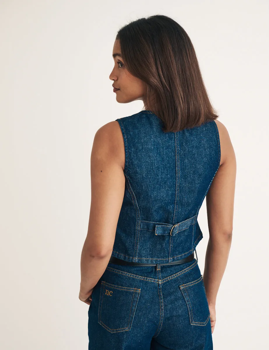 Dark Wash Denim Waistcoat sold by Nobody's Child product image thumbnail 5