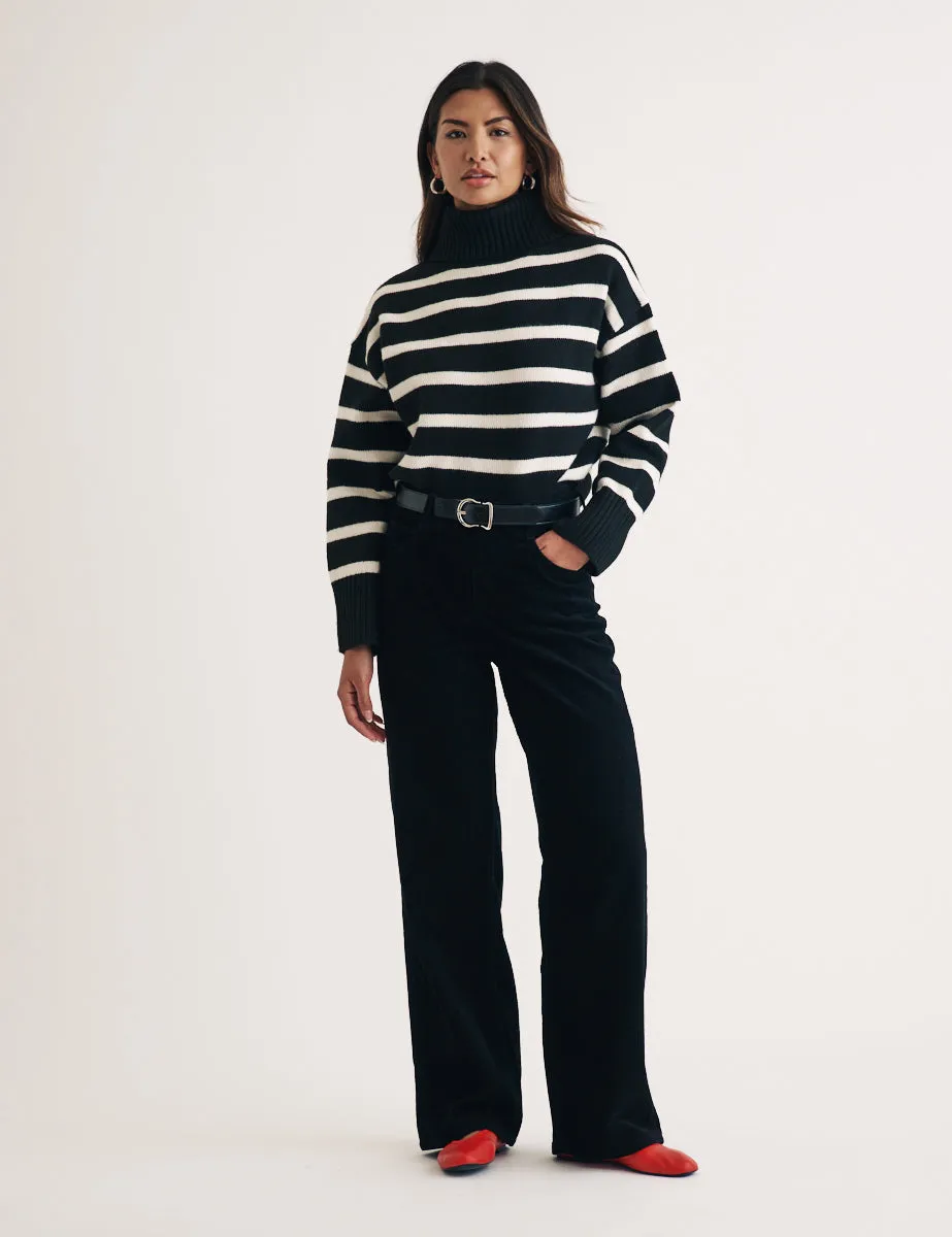 Black Stripe Roll Neck Knitted Jumper sold by Nobody's Child product image thumbnail 3