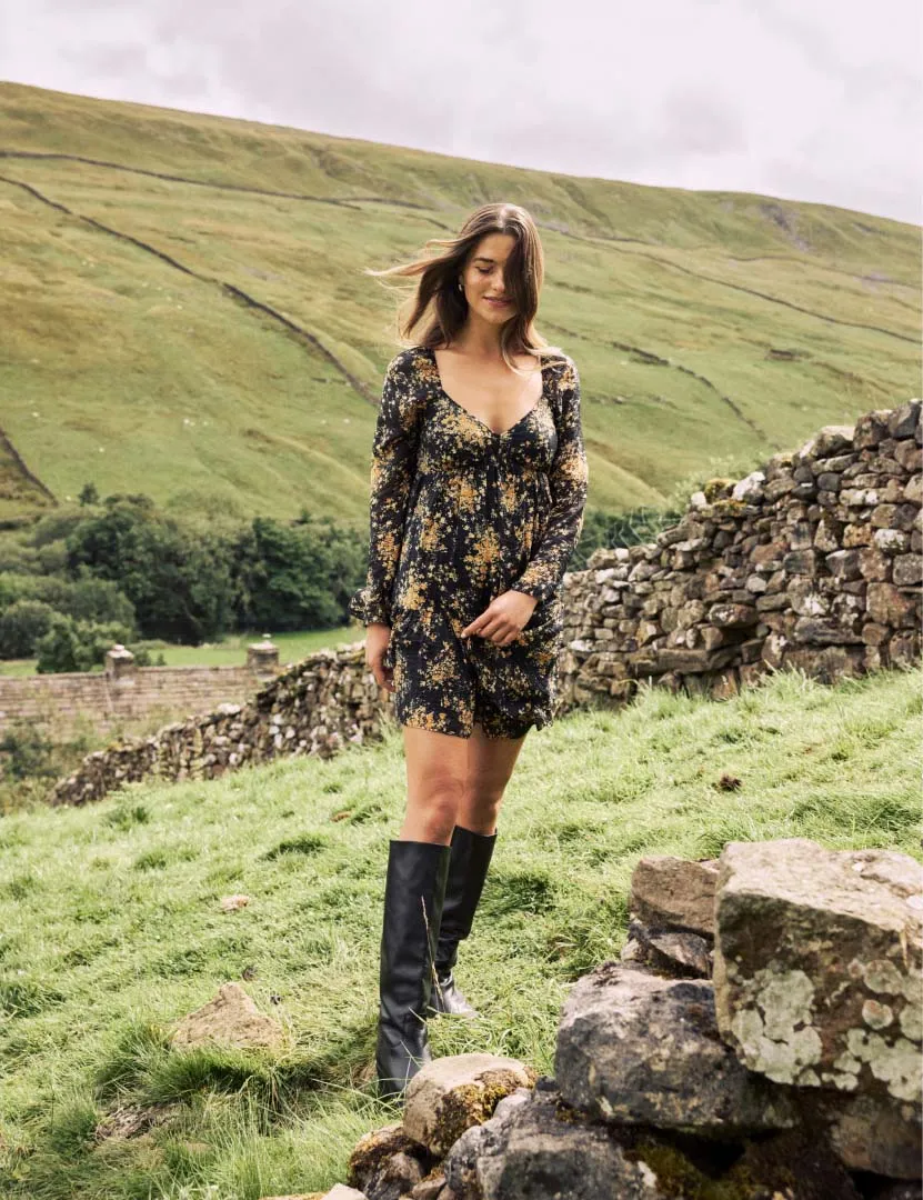 Black Floral Marti Mini Dress sold by Nobody's Child product image thumbnail 2