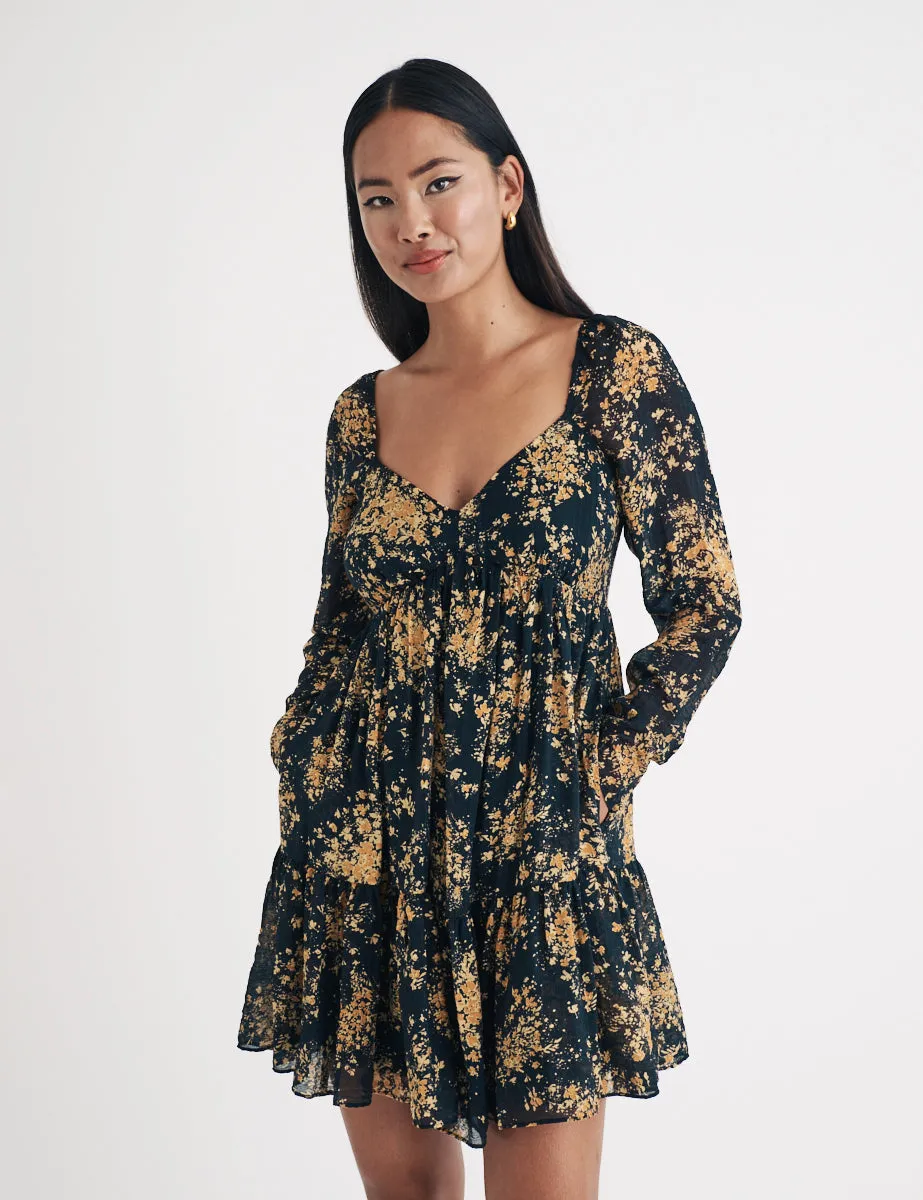 Black Floral Marti Mini Dress sold by Nobody's Child product image thumbnail 4