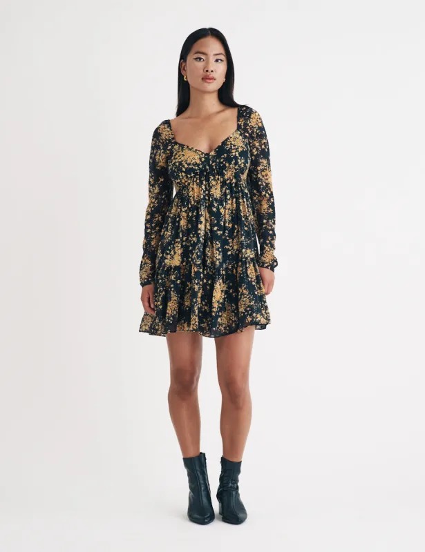 Black Floral Marti Mini Dress made by Nobody's Child