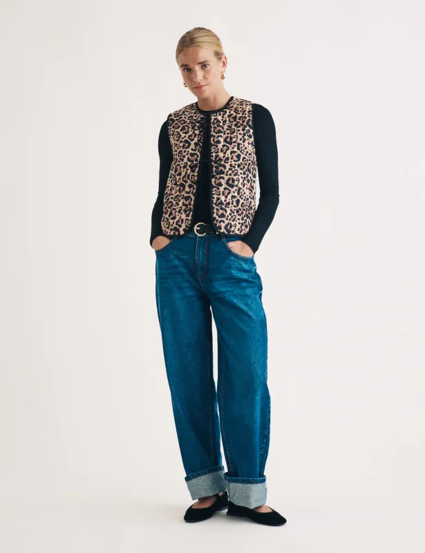 Leopard Print Tie Front Quilted Gilet sold by Nobody's Child