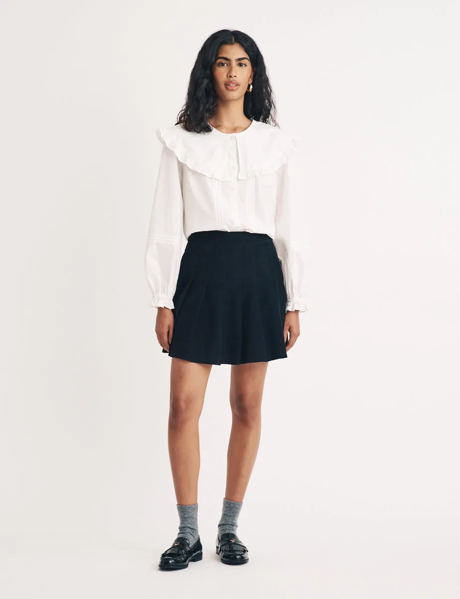 Black Cord Mini Box Pleated Skirt sold by Nobody's Child product image thumbnail 3