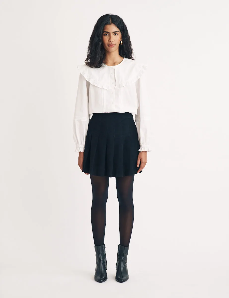 Black Cord Mini Box Pleated Skirt sold by Nobody's Child product image thumbnail 4