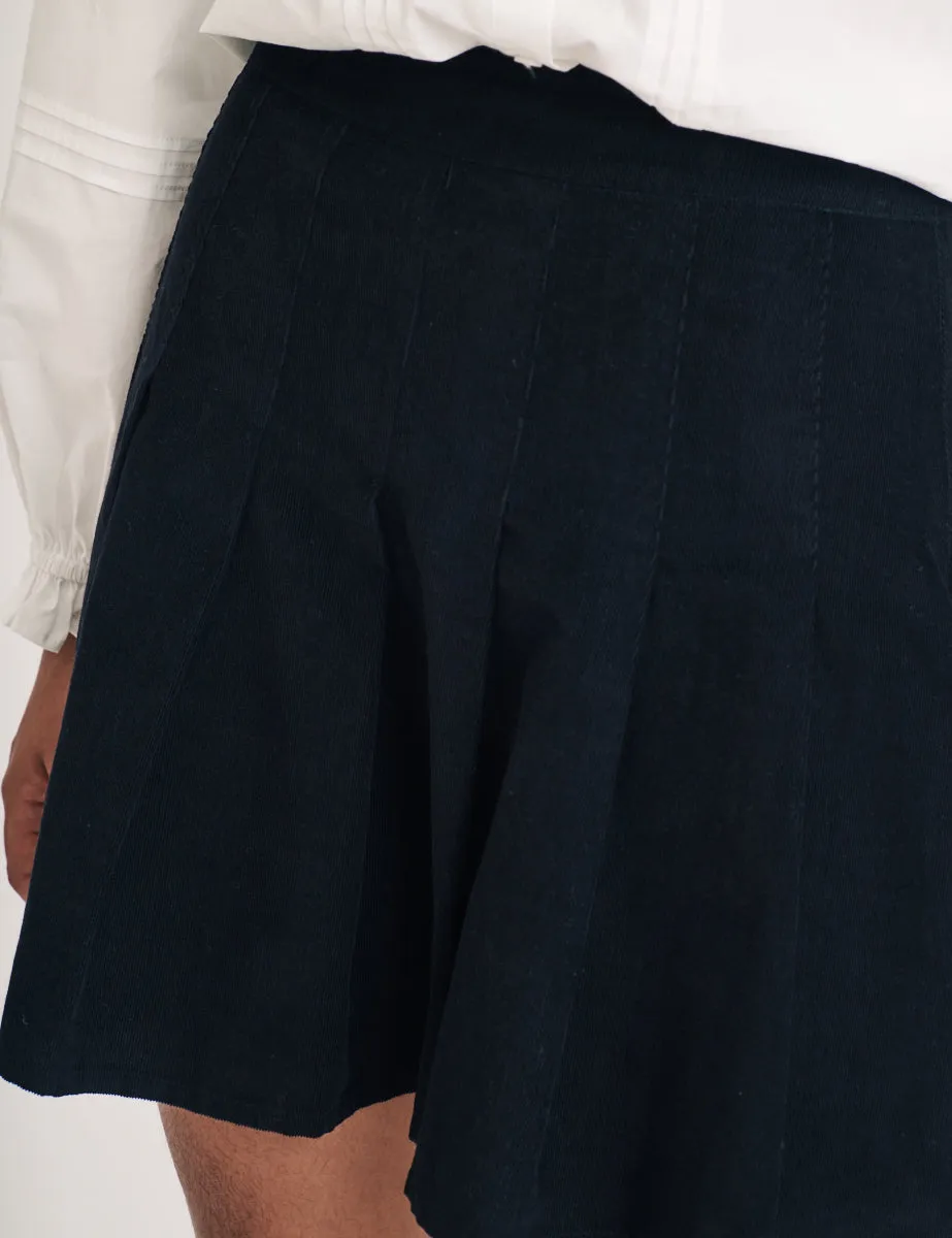 Black Cord Mini Box Pleated Skirt sold by Nobody's Child product image thumbnail 5