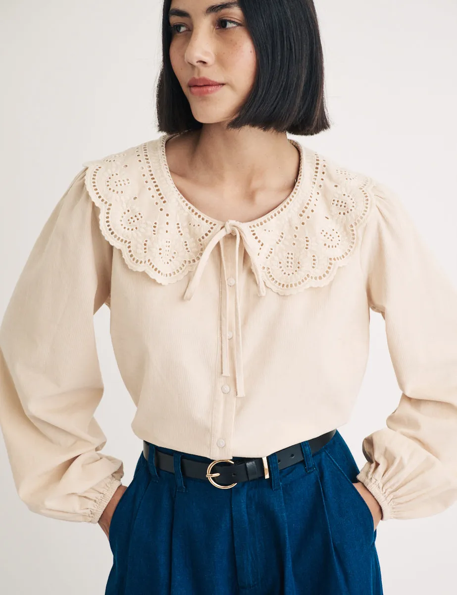 Stone Cord Broderie Collar Blouse sold by Nobody's Child product image thumbnail 3
